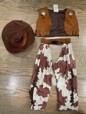 Boys Brown Cowboy Costume Set with Hat, Vest & Pants Size Toddler
